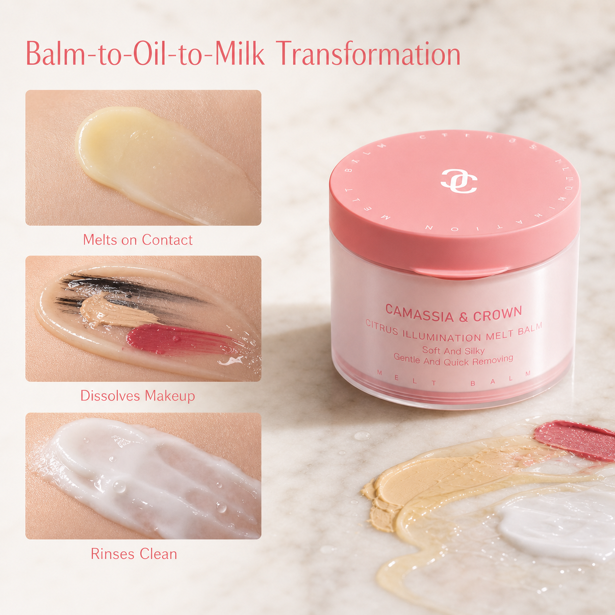Citrus Illumination Melt Balm Balm-to-milk cleansing balm for makeup and sunscreen removal.