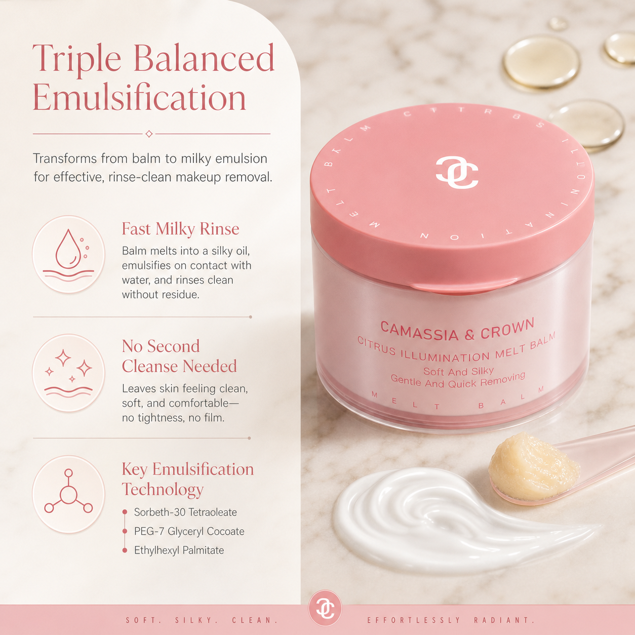 Citrus Illumination Melt Balm Balm-to-milk cleansing balm for makeup and sunscreen removal.