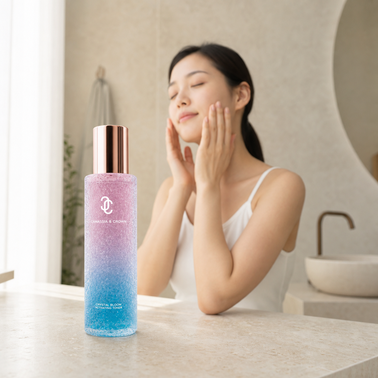 Crystal Bloom Renewal Essence Toner Hydrating essence toner for glow and skin comfort.