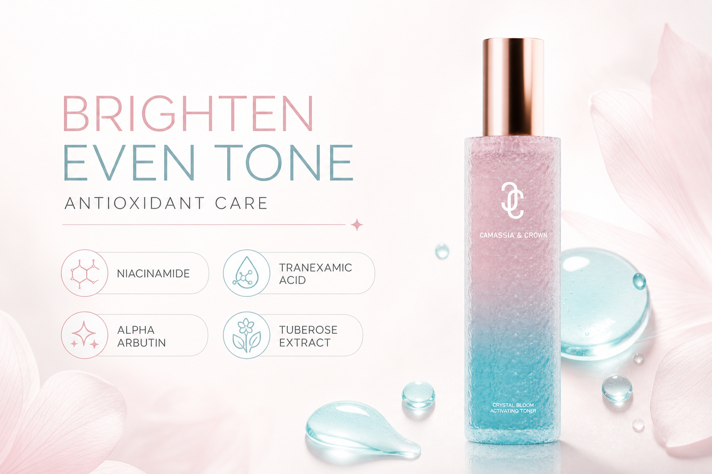 Crystal Bloom Renewal Essence Toner Hydrating essence toner for glow and skin comfort.